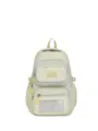 Yellow plaid student backpack with transparent window, multi-pocket casual school bag. - With Pendant / Yellow