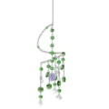 Crystal suncatcher hanging window decor with green and clear beads, spiral mobile design. - Spiral Suncatcher / Green