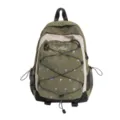 Green heart embroidered canvas backpack for school student campus daily commuting casual - L / Green