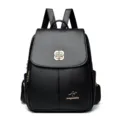 Zaino donna in pelle morbida nera casual moda stile scuola viaggio zainetto giorno - 26*13*30cm / Nero