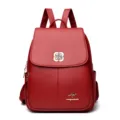 Zaino donna elegante in ecopelle rossa con chiusura a trifoglio in metallo e grande capienza. - 26*13*30cm / Rosso