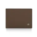 Portefeuille pliable marron en cuir PU pour homme porte-cartes avec logo M en métal. - Café
