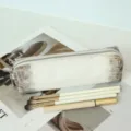 Crocodile pattern genuine leather cosmetic bag with makeup brushes set for travel storage - 20x6x5cm / Himalayan