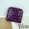 Purple crocodile pattern leather coin purse portable card holder zipper pocket daily bag - Sea Anemone Purple
