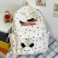 Zaino carino con cucciolo di cartone animato per donna, stile coreano pois colorati borsa. - con portachiavi / Cane con Sciarpa Rosa Mela