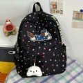Koreanischer Stil Cartoon Hund Rucksack süße bunte Polka Dot Schultasche für Frauen - Schwarzer Stern Hund