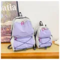 Zaino stile coreano con coulisse colorblock casual per studenti grande capacità. - Taglia L / Viola