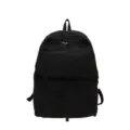 Zaino nero minimalista casual per studenti con cordino elastico e tasca con zip anteriore. - Taglia L / Nero