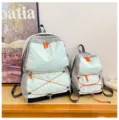 Set zaino con coulisse colorblock all'aperto, borsa scolastica casual minimalista per studenti verde. - Taglia L / Verde