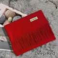Bufanda de flecos de imitación cachemira lisa, chal de invierno cálido para mujer y hombre. - 70*200cm / Rojo