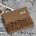 Bufanda de imitación cachemira camel con flecos, pañuelo cálido de invierno para pareja. - 70*200cm / Camel