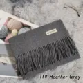 Bufanda de invierno gris oscuro en imitación cachemira con flecos, gris melange 11# - 70*200cm / Gris Jaspeado