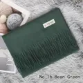 Bufanda de invierno de imitación cachemira variante, cálida gruesa con flecos en verde salvia. - 70*200cm / Verde Frijol