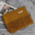 Bufanda de invierno de imitación cachemira amarillo jengibre con flecos, chal cálido mujer. - 70*200cm / Amarillo jengibre