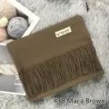 Bufanda de invierno marrón de imitación cachemira con flecos, suave, cálida y elegante para diario. - 70*200cm / Caqui Cáñamo