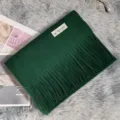 Bufanda de flecos de imitación cachemira lisa, chal cálido de invierno verde. - 70*200cm / Verde Oscuro