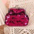 Lindo monedero de lentejuelas para niños con cierre de metal, bolso de mano rosa brillante. - Rosa