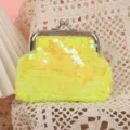 Niños lindo monedero de lentejuelas cierre de beso amarillo amarillo mini bolso mano 1pc - Amarillo