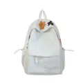 Zaino bianco con ricamo di fiori, elegante borsa casual da studente per l'uso quotidiano. - Bianco