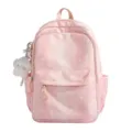 Zaino scolastico stampato con stelle rosa Carino zaino studenti con ciondolo in peluche - Rosa
