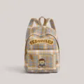 Vintage plaid teddy bear backpack stylish campus school bag large capacity casual daypack - Off White