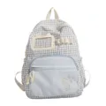 Zaino a quadri in stile coreano gatto carino itabag finestra trasparente borsa scuola - Bianco avorio