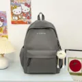 Zaino casual universitario grigio tinta unita minimalista grande capacità stile college - Grigio