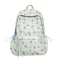 Zaino carino con stampa di orsetto dei cartoni animati per donne, borsa da scuola stile college. - Bianco