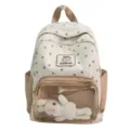 Zaino Ita con stampa di stelle tasca frontale trasparente borsa scuola stile coreano - Kaki