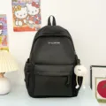 Zaino nero tinta unita minimalista stile universitario grande capacita borsa scuola - Nero