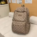 Zaino a pois marrone variante, dolce borsa scolastica in stile coreano con grande capienza. - Borsa Singola / Kaki