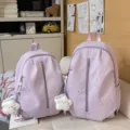 Grazioso zaino scolastico viola con stelle e ciondolo nuvola di peluche, zainetto casual. - con portachiavi / Lilla Grande