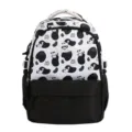 Carino Cucciolo Stampa Cartone Animato Nero Bianco Zaino Studente Borsa Variante - Taglia L / Nero