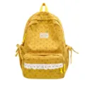 Zaino in corduroy giallo con stampa floreale e finiture in pizzo dolce per le donne. - Taglia S / Giallo