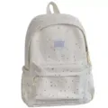 Zaino scolastico bianco in tela con motivo a stelle argentate, pratico zainetto casual. - con portachiavi / Bianco