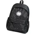 Zaino con stelle stile coreano da donna, grande capacità, borsa scolastica casual per studentesse. - con portachiavi / Nero