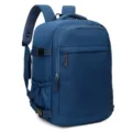 Zaino minimalista monocolor blu, borsa da viaggio e lavoro casual impermeabile per esterni. - Blu navy