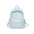 Zaino casual in tinta unita da donna, grande capacità borsa scolastica, zainetto azzurro. - Blu