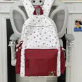 Zaino con stampa di stelle dei cartoni animati in stile coreano da donna, grande capacita. - Rosso