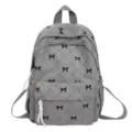 Zaino in velluto a coste grigio fiocco dolce borsa scuola stile vintage casual da viaggio - Grigio