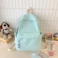 Zaino in tela verde menta minimalista con ricamo a cuore per scuola e uso quotidiano casual - 30x13x40cm / Verde chiaro
