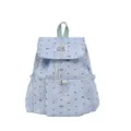 Zaino in tela azzurro con stampa cuori e fiocco graziosa borsa casual da donna chic - Blu