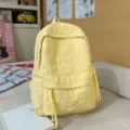 Zaino casual in tinta unita in stile coreano con motivo a stelle trapuntato per scuola. - Giallo