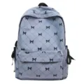Zaino in velluto a coste stile coreano con fiocco, grande capacità per scuola e tempo libero. - Blu