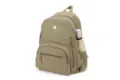 Casual nylon backpack with multiple zippered pockets and side umbrella slot for daily travel. - Khaki
