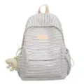 Zaino minimalista stile coreano da donna, grande capacità, borsa scolastica giornaliera con ciondolo. - Taglia L / Bianco