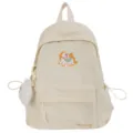 Carino zaino in tela con ricamo di pony, pratica borsa scolastica casual per studenti. - Taglia L / Bianco avorio