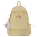 Zaino giallo carino con ricamo di pony kawaii e simpatico ciondolo nuvola peluche. - Taglia L / Giallo chiaro
