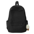 Minimalist black backpack for women, large capacity daily school bag and casual commuter daypack. - Black