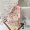 Pink Plaid Cute Star School Backpack Casual Women Daypack Large Capacity Bag Style - Pink